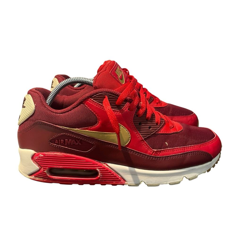 Nike Air Max 90 Essential Game Red-Elemental Gold Sz 10.5 Rare! [537384-607]